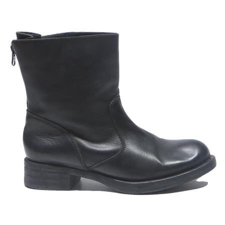 UNISA Womens Black Leather Ankle Boots UK 4 Comfortable Stylish Zip Detail