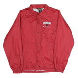 AUBURN Mens Red Coach Jacket S Nylon Plain Button Closure Lightweight