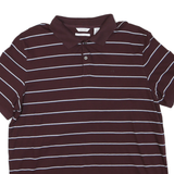 CALVIN KLEIN Mens Maroon & White Striped Polo Shirt L Classic Cotton Blend