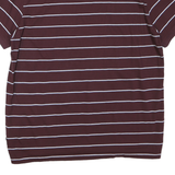 CALVIN KLEIN Mens Maroon & White Striped Polo Shirt L Classic Cotton Blend