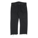 LEVI'S 501 Womens Regular Black Denim Raw Hem W36 L27 Button Fly Classic Jeans