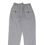 Womens Relaxed Fit Grey Cotton Blend Trousers W28 L32 Drawstring Pocket Zip