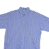 TOMMY HILFIGER Mens Blue & White Striped Shirt M Buttoned Collar Casual Cotton