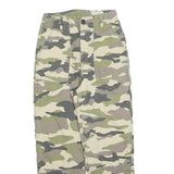 H&M Womens Cotton Blend Green & Beige Camouflage Regular Fit Straight Trousers