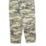 H&M Womens Cotton Blend Green & Beige Camouflage Regular Fit Straight Trousers