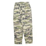 H&M Womens Cotton Blend Green & Beige Camouflage Regular Fit Straight Trousers