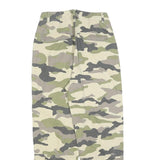 H&M Womens Cotton Blend Green & Beige Camouflage Regular Fit Straight Trousers