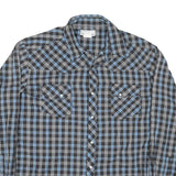 WRANGLER Mens Black & Blue Plaid Shirt L Western Cotton Blend Long Sleeve