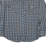 WRANGLER Mens Black & Blue Plaid Shirt L Western Cotton Blend Long Sleeve