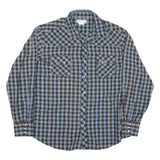 WRANGLER Mens Black & Blue Plaid Shirt L Western Cotton Blend Long Sleeve
