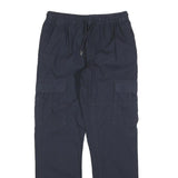 Navy Mens Regular Fit Cargo Style Cotton Blend Drawstring Trousers W30 L32