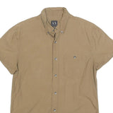 ARMANI EXCHANGE Mens Beige Casual Cotton Shirt M Button Short Sleeve