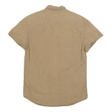 ARMANI EXCHANGE Mens Beige Casual Cotton Shirt M Button Short Sleeve
