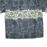 WINNIE FASHION Mens Blue & Cream Hawaiian Shirt 2XL Cotton Blend Relaxed Fit