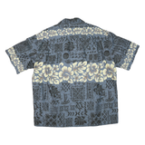 WINNIE FASHION Mens Blue & Cream Hawaiian Shirt 2XL Cotton Blend Relaxed Fit