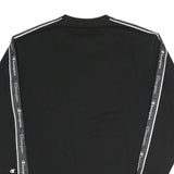 CHAMPION Mens Black Cotton Blend Crew Neck S Branded Logo Tape Sweatshirt