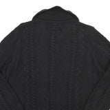 NAUTICA Womens Black Zip Jacket L Cotton Blend Cable Knit Classic Casual