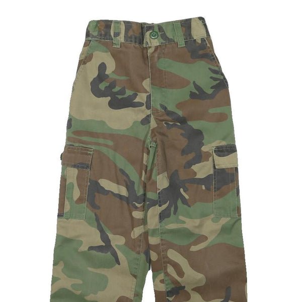 Boys Camouflage Trousers Regular Fit Straight Leg Cotton Blend W22 L23 Zip