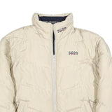 SCOTT Mens Beige Reversible Puffer Jacket L Polyester Blend Zip Plain Warm