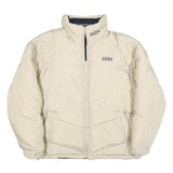 SCOTT Mens Beige Reversible Puffer Jacket L Polyester Blend Zip Plain Warm