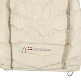 SCOTT Mens Beige Reversible Puffer Jacket L Polyester Blend Zip Plain Warm