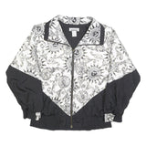 LAVON Womens Black & White Printed Zip Jacket M Polyester Lightweight Casual