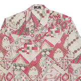 PARK LANE Womens Pink & Green Patchwork Print Shirt L Vintage Patterned Button