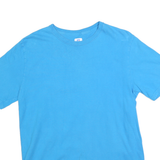 RUSSELL ATHLETIC Mens Blue Plain T-Shirt M Short Sleeve Crew Neck Cotton Blend