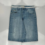 Indigo Denim Shorts - 34W 14L Light Wash Cotton