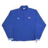 ADIDAS Mens Blue KU Patterned Pullover Jumper Crew Neck Polyester 2XL Sportswear