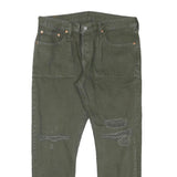 LEVI'S 501CT Womens Jeans Green Regular Straight Denim W31 L27 Button Closure
