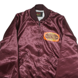 PLA JAC Mens Maroon Bomber S Nylon Plain Travel Logo Zip Jacket Satin Finish