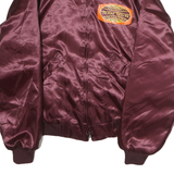 PLA JAC Mens Maroon Bomber S Nylon Plain Travel Logo Zip Jacket Satin Finish