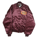 PLA JAC Mens Maroon Bomber S Nylon Plain Travel Logo Zip Jacket Satin Finish