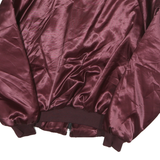 PLA JAC Mens Maroon Bomber S Nylon Plain Travel Logo Zip Jacket Satin Finish