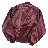 PLA JAC Mens Maroon Bomber S Nylon Plain Travel Logo Zip Jacket Satin Finish
