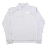 NIKE Womens White Long Sleeve T-Shirt Quarter Zip Athletic L Crew Neck