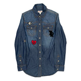 Embroidered Patches True Religion Graphic Denim Shirt - XS Blue Denim