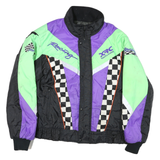 XRC Mens Black Green & Purple Racing Jacket XL Polyester Blend Woven Check Zip