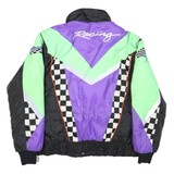 XRC Mens Black Green & Purple Racing Jacket XL Polyester Blend Woven Check Zip
