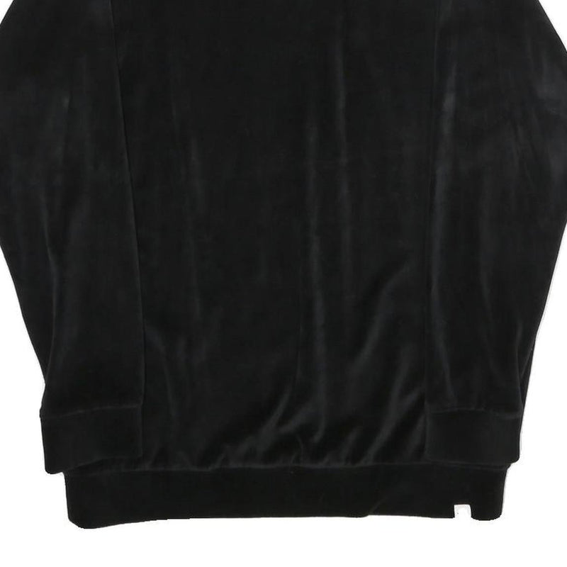 PUMA Womens Black Velvet Crew Neck UK 12 Sweatshirt Pullover Logo Embroidered