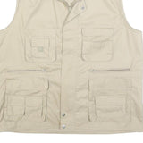 KAMU Mens Beige Cotton Blend Utility Jacket L Zip Vest Pocketed