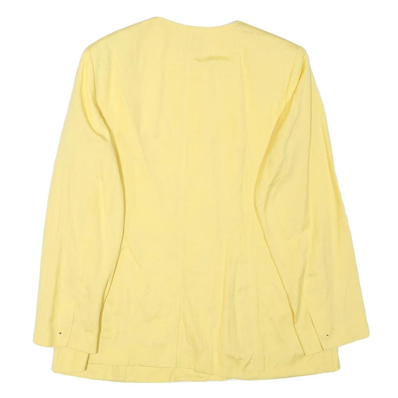 JAEGER Womens Yellow Linen Blend Button Jacket UK 16 Classic Tailored