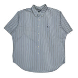 Ralph Lauren Striped Short Sleeve Shirt - 2XL Blue Cotton