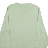 NAUTICA Mens Green Jumper Plain V-Neck Basic Knit L Lightweight Cotton Casual