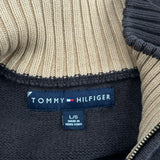 Tommy Hilfiger Striped 1/4 Zip - Large Beige Cotton