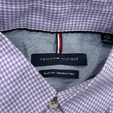 Tommy Hilfiger Slim Fit Shirt - Large Purple Cotton
