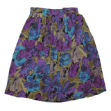 Womens Purple & Blue Floral Swing Skirt Short Polyester Blend M Printed Casual
