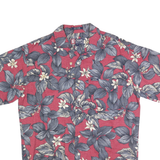 CHAPS RALPH LAUREN Mens Red Floral Cotton Shirt M Summer Casual Button Short