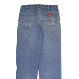DICKIES Mens Regular Fit Blue Denim Jeans W32 L32 Straight Cotton Blend Zip
